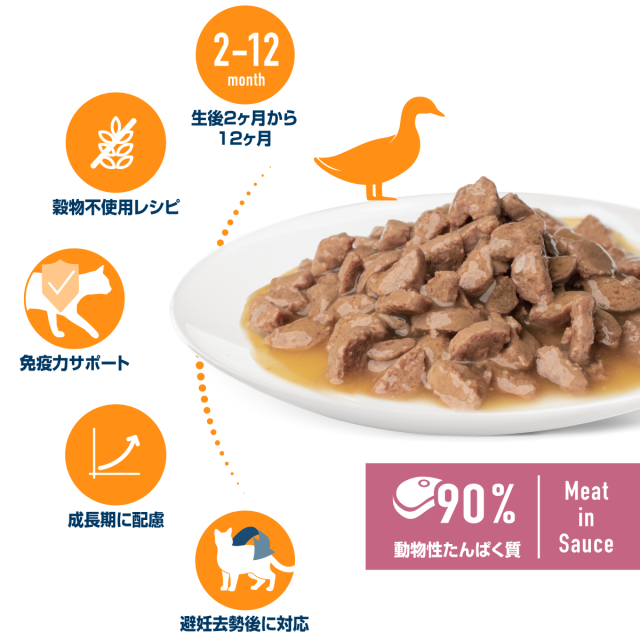 キトン&ジュニア 平飼いの鴨 パウチ　子猫