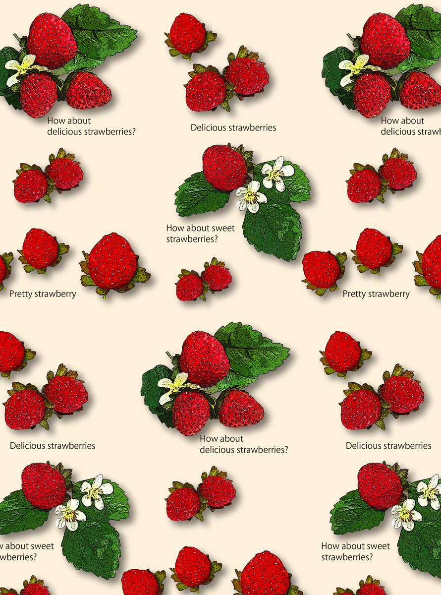 ストロベリーイラスト いちご柄のイラスト 包装紙 全4色 3枚セット