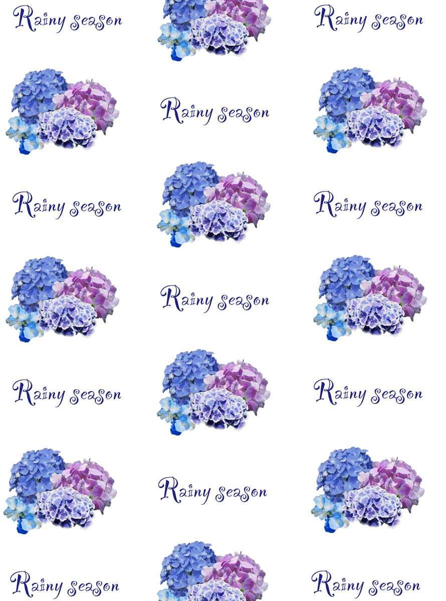 あじさい,油絵タッチ,の紫陽花,とポップ,英文字,柄,包装紙,ラッピング協会