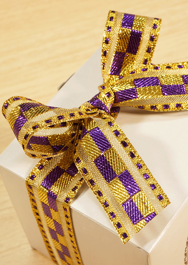 ゴールド&パープルワイドリボン5m