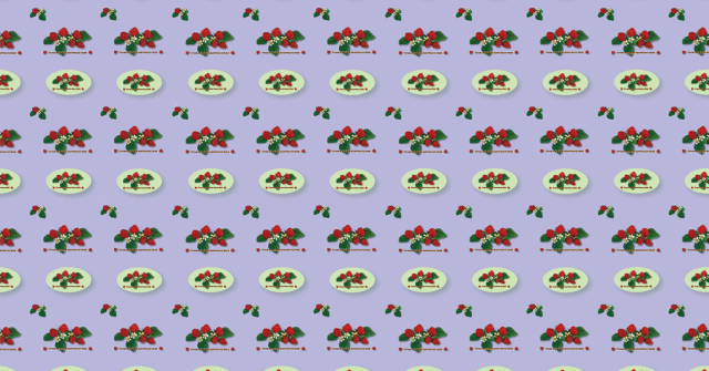 包装紙b3・北欧風いちご・濃紫