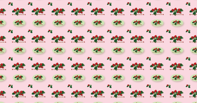 包装紙b3・北欧風いちご・ピンク