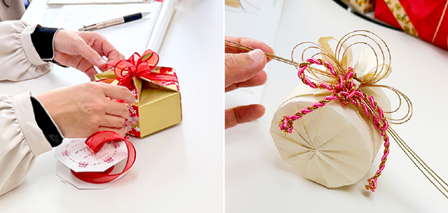 モダン和風ラッピング指導者養成クラスの講習風景