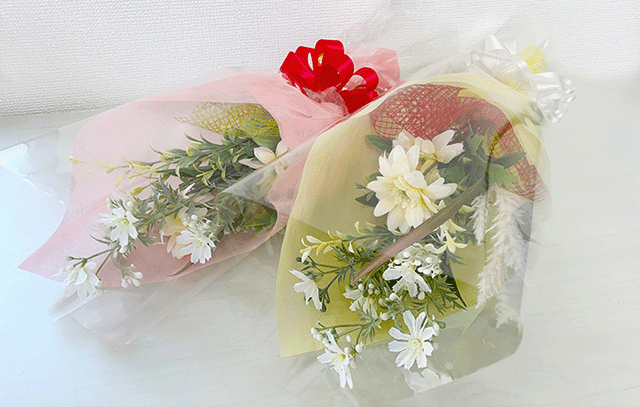 フラワーラッピング資格取得クラスの作品