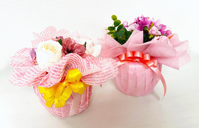 フラワーラッピング資格取得クラスの作品