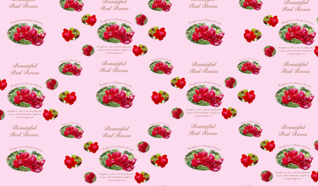 他の方発送×【薔薇】　肉質画 レッドローズ／絵画調のバラのイラスト柄・包装紙・3枚セット