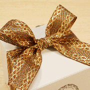 ゴールド網目柄リボン・ブラウン