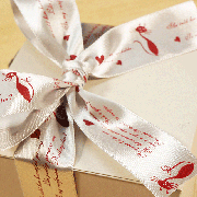 猫柄リボン・シルバー&レッド5m