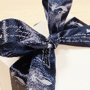 猫柄リボン・ダークブルー5m