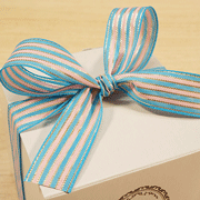 ストライプ柄クラシカル・ワイドリボン・ブルーピンク