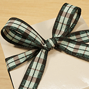 ラメ入りチェック柄リボン・グリーン