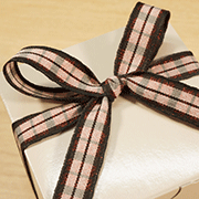 ラメ入りチェック柄リボン・ライトオレンジ