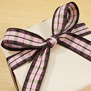 ラメ入りチェック柄リボン・ピンク