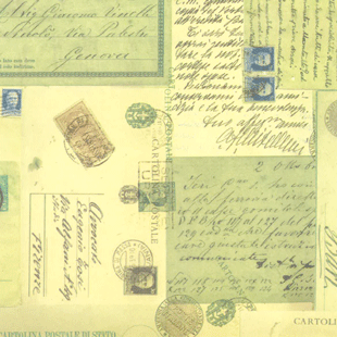 ポストカード柄 ｜包装紙・緑