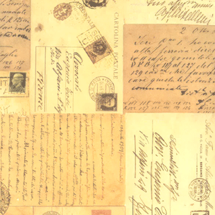 ポストカード柄 ｜包装紙・茶