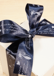 猫柄リボン・ダークブルー5m