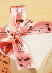 猫柄リボンサーモンピンク5m