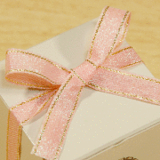 メタルライン柄リボン・ピーチ