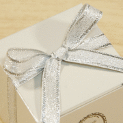 メタルライン柄リボン・シルバー