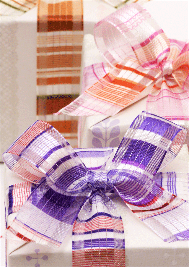 ラッピング 用品 リボン チェック柄 オーガンジー