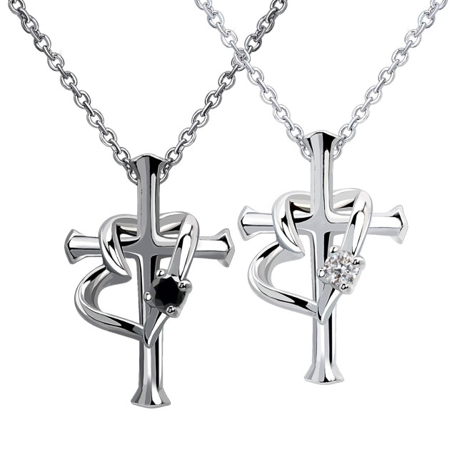 ペアネックレス シルバー925 sv925 銀 ラヴァーズ クロス p5805-p