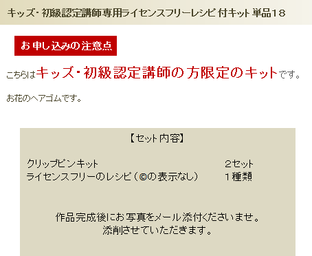 キッズ・初級認定講師専用単品１８の詳細
