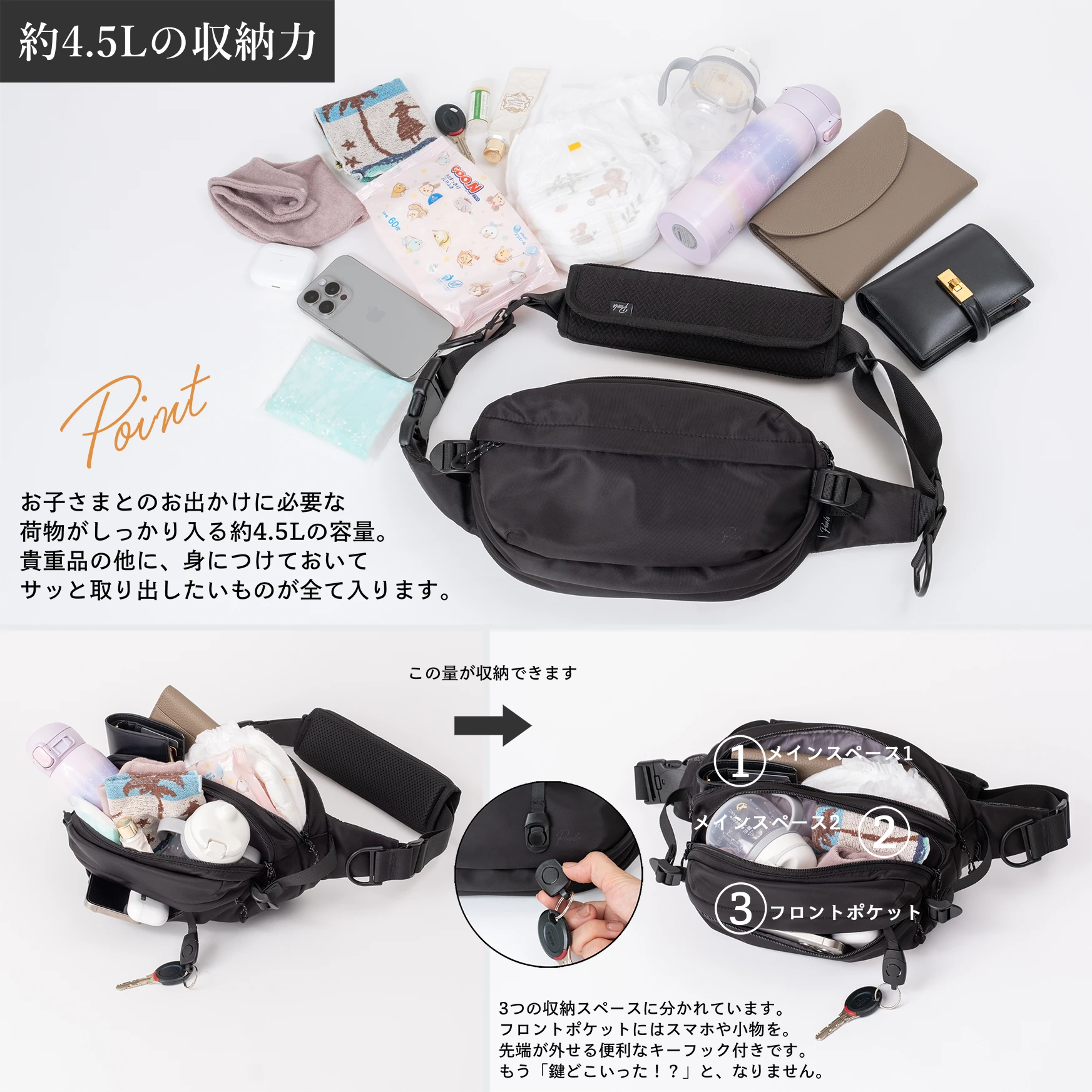 抱っこバッグ ヒップシート ショルダーバッグ ボディバッグ ウエストポーチ バッグ 抱っこ紐 38WAY スリング Pearls パールズ