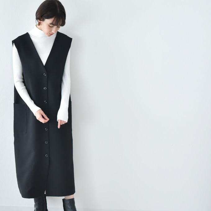 マタニティ 授乳服 ジャンパースカート 前開き ボタン ジレ ロング ジャンスカ スカート 冬 秋冬 妊婦服 産前産後 Pearls パールズ