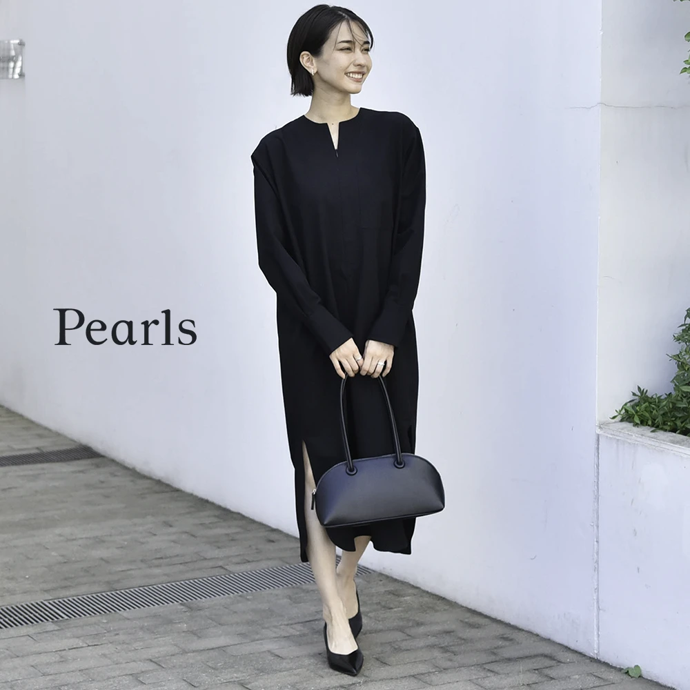 授乳服 マタニティ お宮参り ワンピース フォーマル ロング 長袖 シャツ 入学式 入園式 卒園式 結婚式 七五三 記念撮影 記念写真 授乳口付き 秋冬 春 妊婦服 産前産後 臨月 黒 グレー ブラウン おしゃれ Pearls パールズ