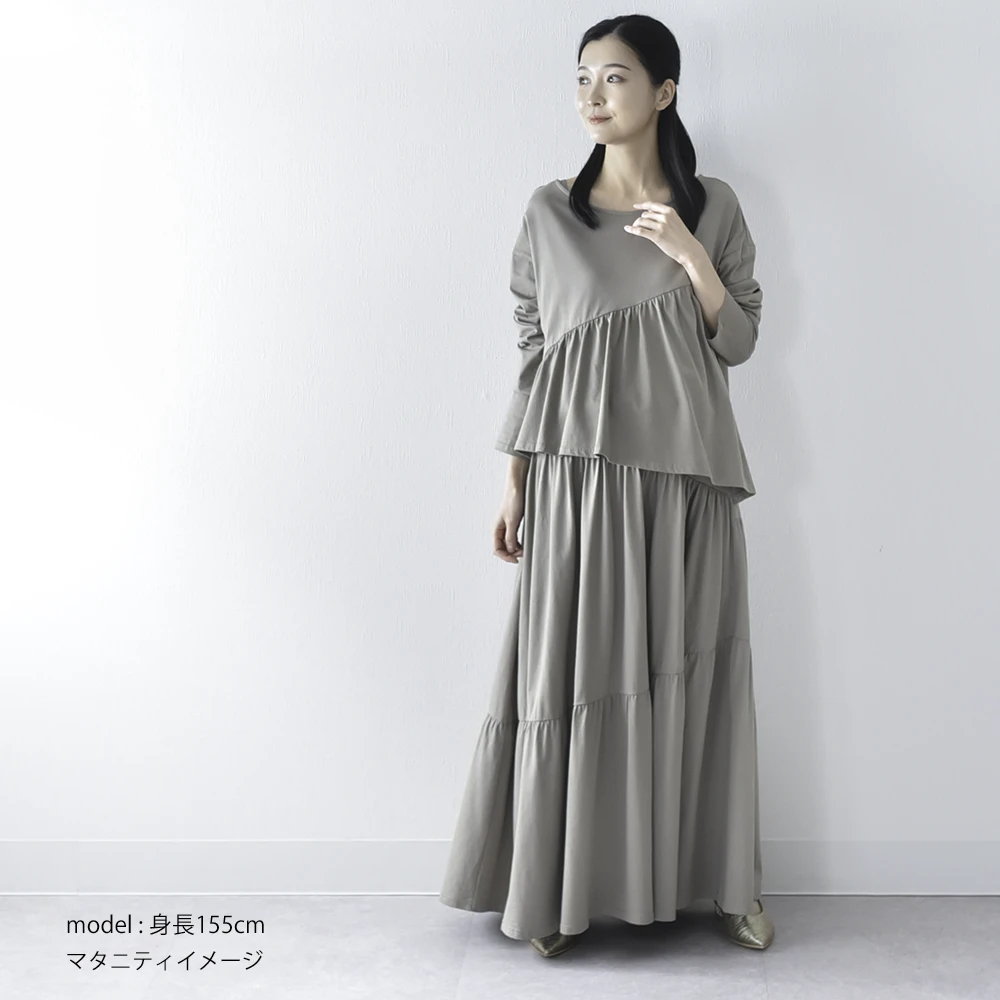 授乳服 トップス ロンＴ プリント 長袖 マタニティ オーバーサイズ ヴィンテージ加工 授乳口付き 妊婦服 授乳ケープ Pearls パールズ