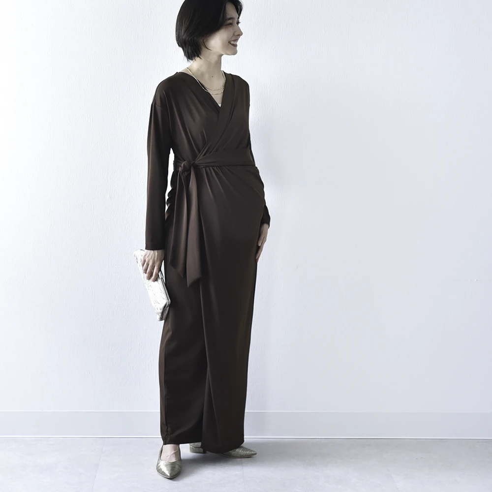 授乳服 マタニティ 春 秋 秋冬 マキシ ワンピース ドレス カシュクール シャーリング 授乳口 フォーマル 入学式 入園式 卒園式 結婚式 七五三 記念撮影 記念写真 フォト ロング丈 長袖 妊婦服 産前産後 マタニティ おしゃれ 可愛い かっこいい パールズ Pearls