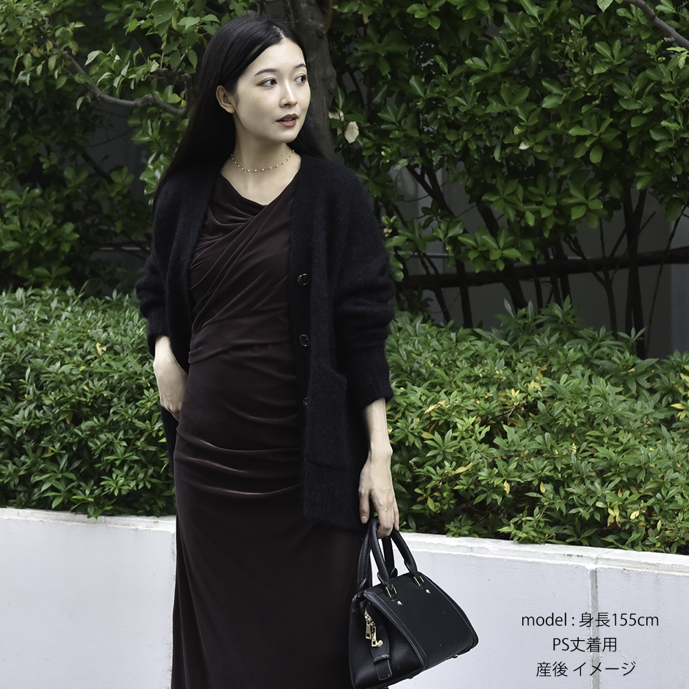 授乳服 マタニティ ワンピース ドレス シアー ベロア カシュクールデザイン シャーリング ストレッチ 授乳口 フォーマル 入学式 入園式 卒園式 結婚式 記念写真 フォト ロング丈 長袖 春 秋 妊婦服 産前産後 おしゃれ 可愛い かっこいい パールズ Pearls