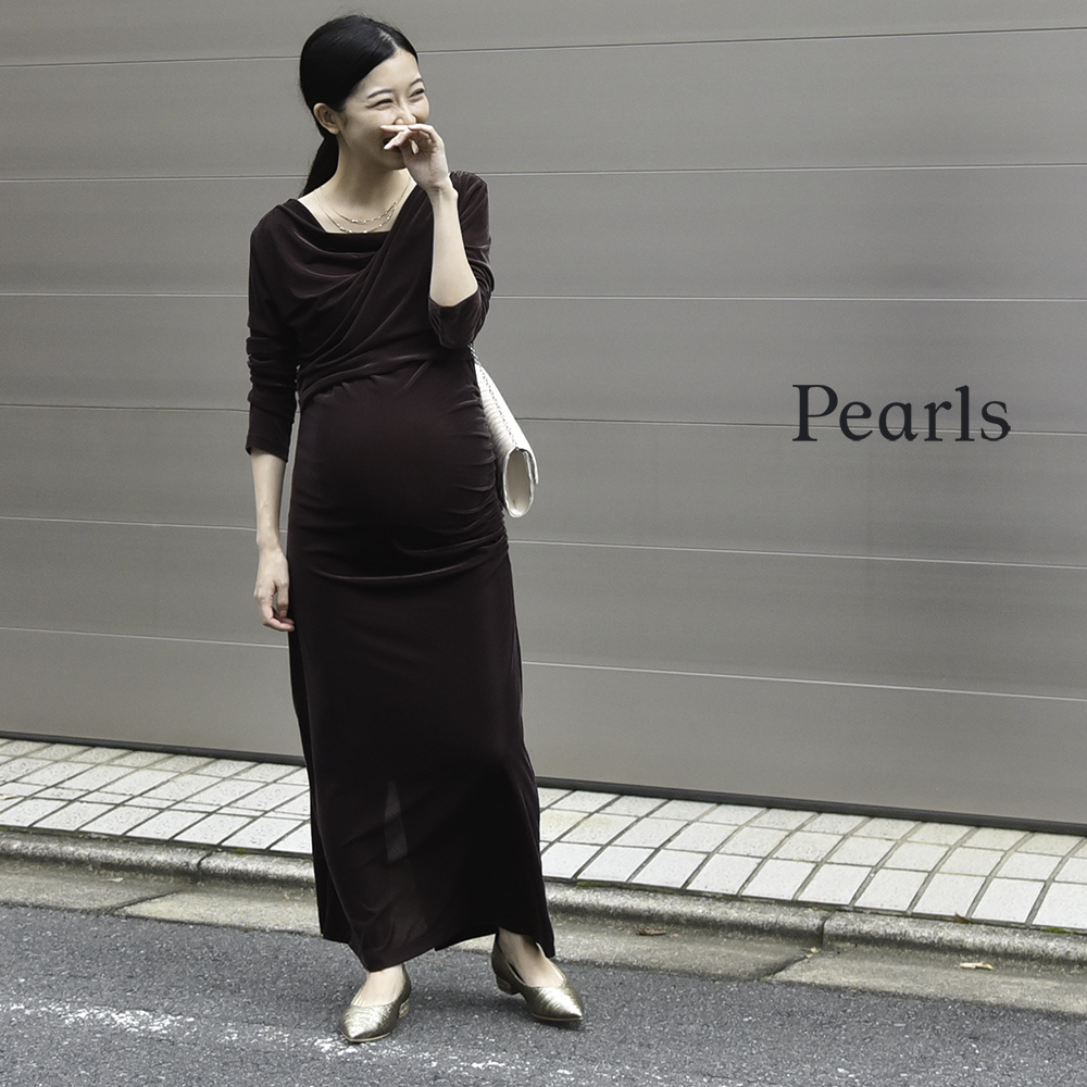 授乳服 マタニティ ワンピース ドレス シアー ベロア カシュクールデザイン シャーリング ストレッチ 授乳口 フォーマル 入学式 入園式 卒園式 結婚式 記念写真 フォト ロング丈 長袖 春 秋 妊婦服 産前産後 おしゃれ 可愛い かっこいい パールズ Pearls