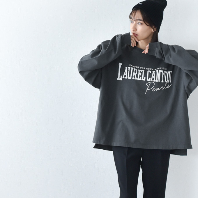 授乳服 トップス ロンＴ プリント 長袖 マタニティ オーバーサイズ ヴィンテージ加工 授乳口付き 妊婦服 授乳ケープ Pearls パールズ