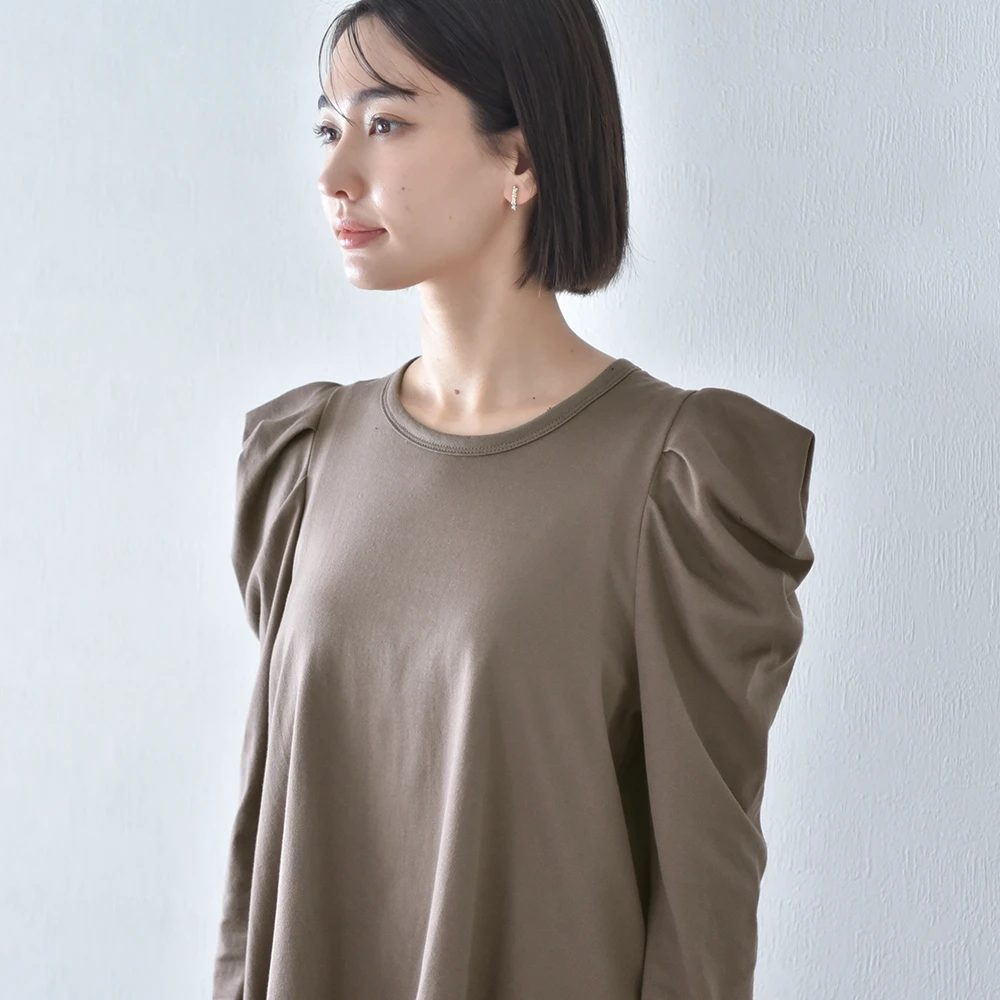 日本製 授乳服 トップス 長袖 マタニティ ロンT プルオーバー 授乳口付き パワーショルダー 秋冬 冬 春 おしゃれ 可愛い ママ 妊婦 妊婦服 授乳ケープ 授乳ケープ一体型 Pearls パールズ