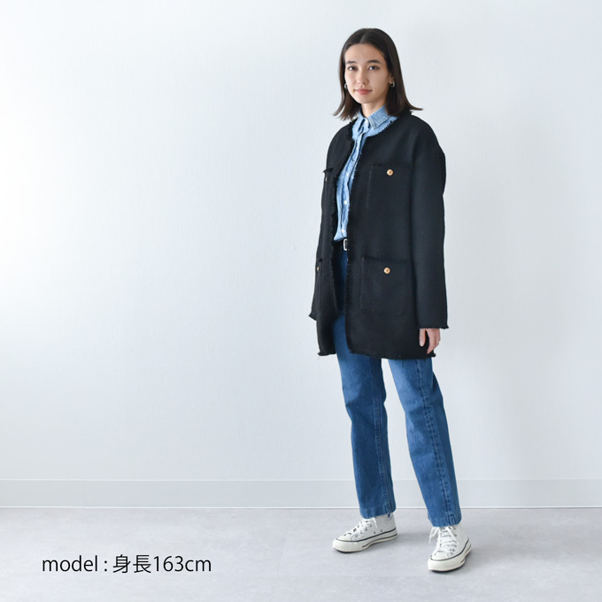 ツイード ジャケット ツイードジャケット アウター コート ママ 秋冬 冬 おしゃれ 黒 ブラック Pearls パールズ