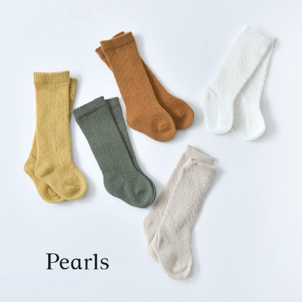 ベビー キッズ ソックス 靴下 ハイソックス レース編み シンプル 女の子 男の子 赤ちゃん 子ども ベビーソックス おしゃれ オシャレ 可愛い ギフト フォーマル 結婚式 誕生会 お宮参り 出産祝い 保育園 幼稚園 0ヶ月～1歳 Pearls パールズ