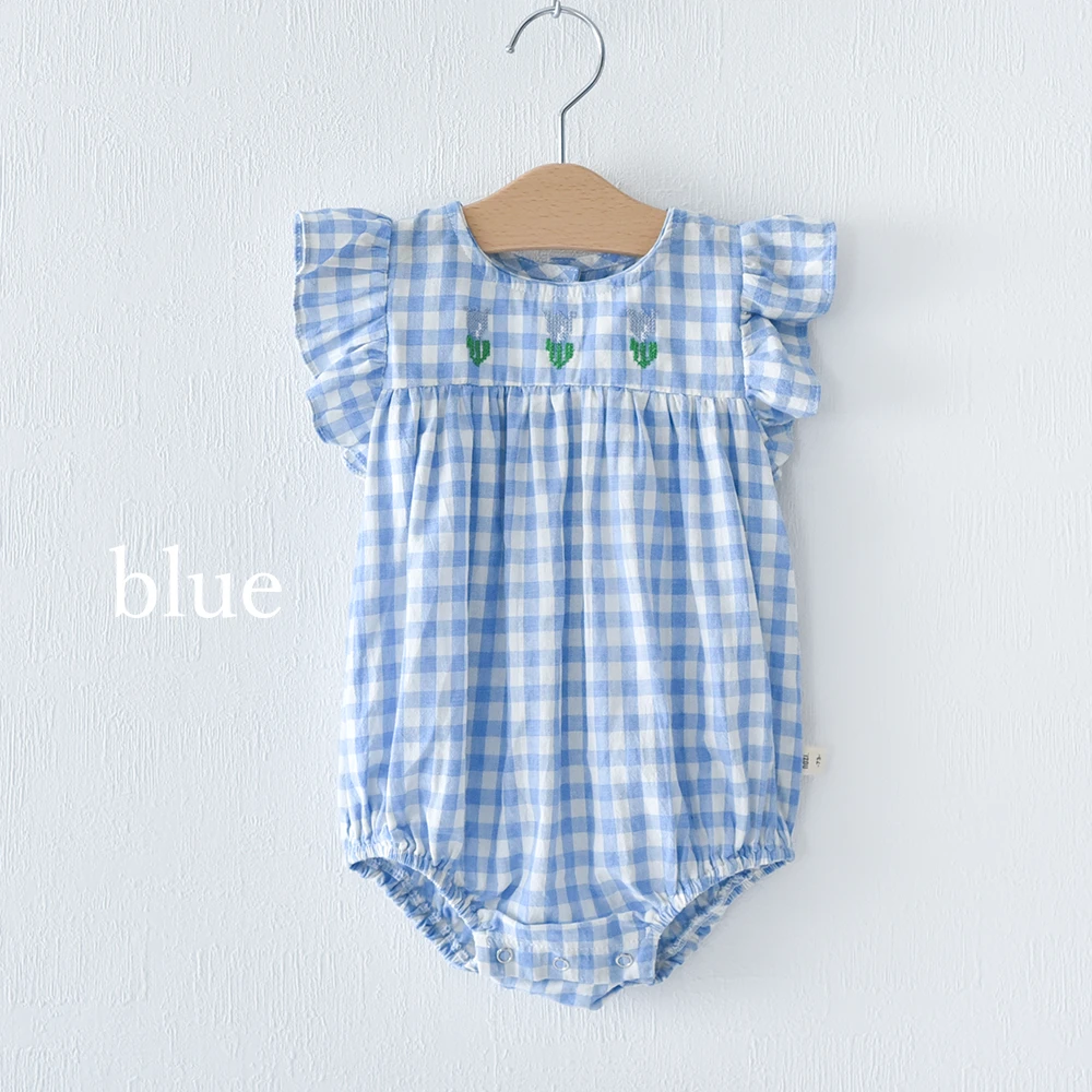 ベビー キッズ ロンパース ベビー服 キッズ服 子供服 チェック ギンガムチェック ショルダーフリル ガーゼ 春夏 服 赤ちゃん 女の子 春 夏 オシャレ おしゃれ かわいい 可愛い 66 73 Pearls パールズ