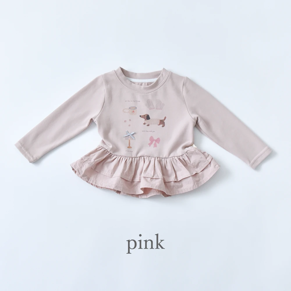 ベビー キッズ トップス プルオーバー ベビー服 キッズ服 子供服 長袖 裾フリル ガーリー 春秋冬 服 赤ちゃん 女の子 春 秋 冬 オシャレ おしゃれ かわいい 可愛い 73 80 90 100 Pearls パールズ