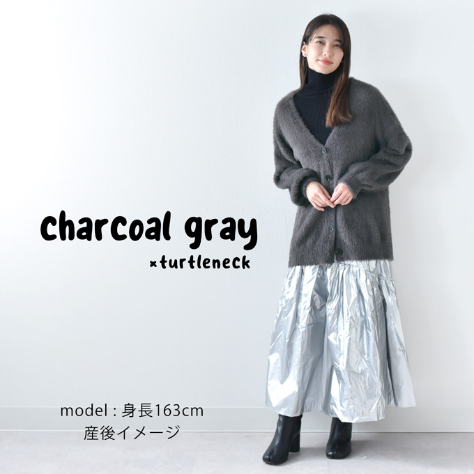 マタニティ 授乳服 ニット シャギーニット カーディガン タートルネック トップス ニット リブ タートル 暖かい 授乳口 セット 秋冬 冬 暖か トップス 臨月 授乳 妊婦 妊婦服 産前 産後 おしゃれ 可愛い ベージュ グレー ブラック 黒 Pearls パールズ