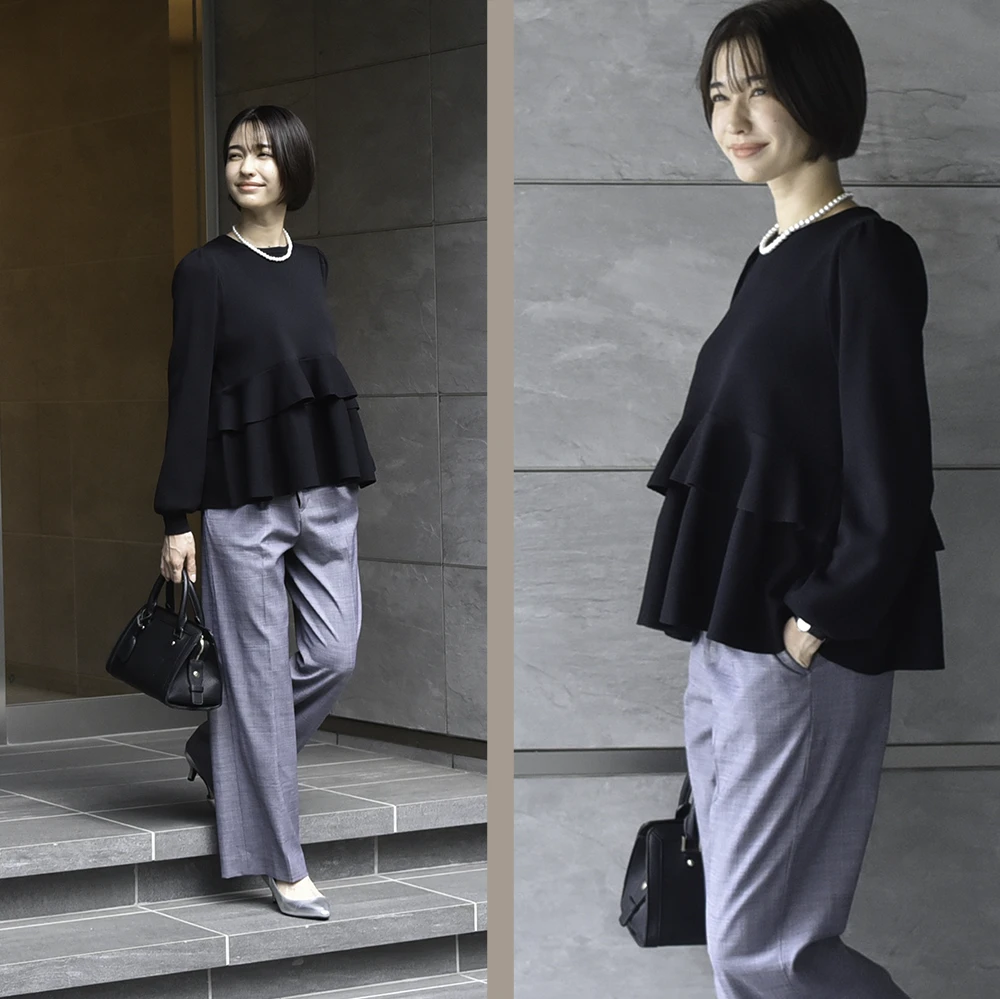 授乳ケープ一体型 授乳服 マタニティ トップス 秋 冬 ニット ペプラム 暖かい 長袖 授乳口 マタニティウェア 授乳しやすい お宮参り 入園式 卒園式 入学式 七五三 オシャレ おしゃれ 可愛い かわいい 春秋冬 妊婦服 授乳トップス パールズ Pearls