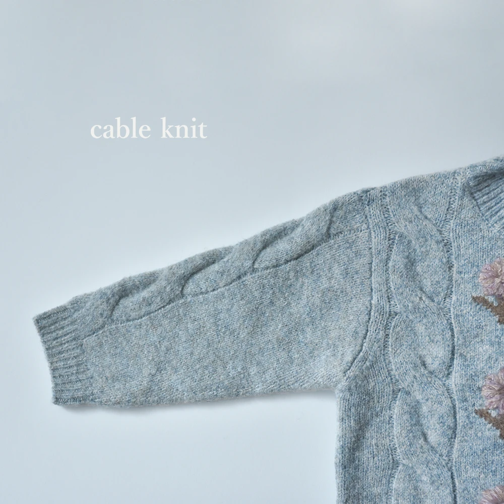 ベビー キッズ トップス ニットカーディガン 防寒 ガーリー ベビー服 キッズ服 上着 子供服 長袖 アウトウェア 秋冬 あったか 暖か 服 女の子 赤ちゃん 花 花刺繍 秋 冬 オシャレ おしゃれ かわいい 可愛い 73 80 90 100 Pearls パールズ