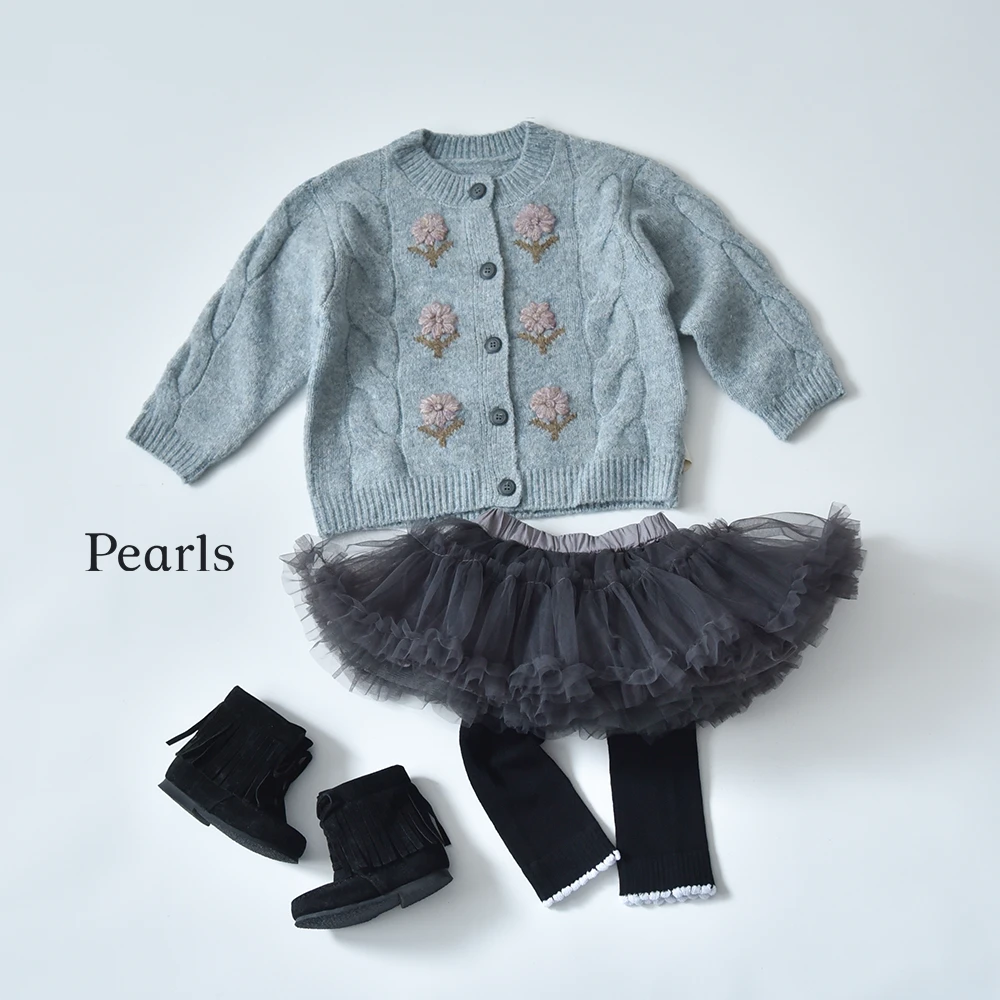 ベビー キッズ トップス ニットカーディガン 防寒 ガーリー ベビー服 キッズ服 上着 Pearls パールズ