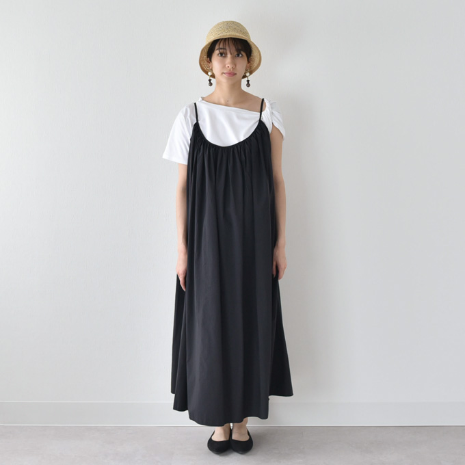 マタニティ ワンピース 夏 マキシ ロング キャミワンピ キャミソールワンピ 黒 ブラック パールズ Pearls