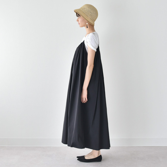 マタニティ ワンピース 夏 マキシ ロング キャミワンピ キャミソールワンピ 黒 ブラック パールズ Pearls