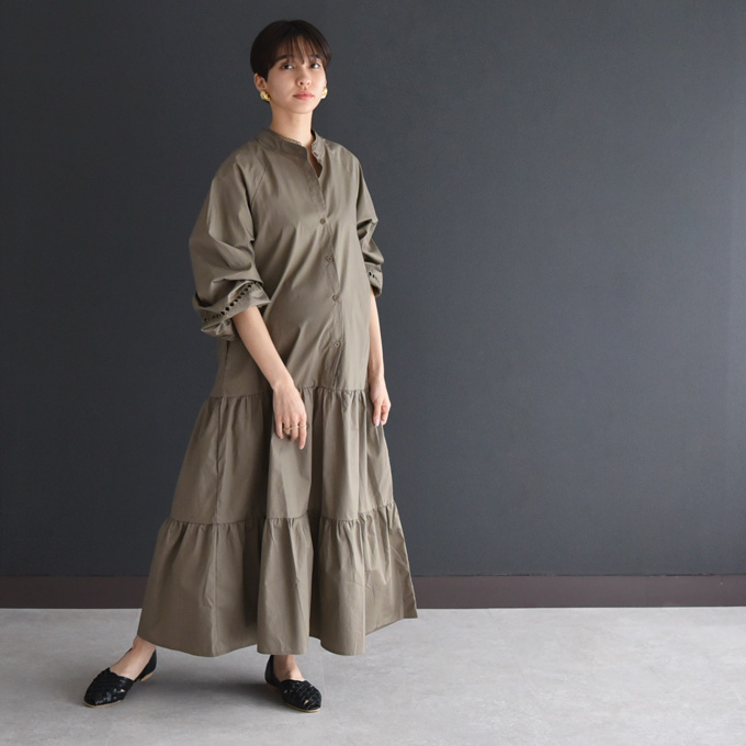 授乳服 マタニティ ティアード ワンピース シャツワンピース Pearls パールズ