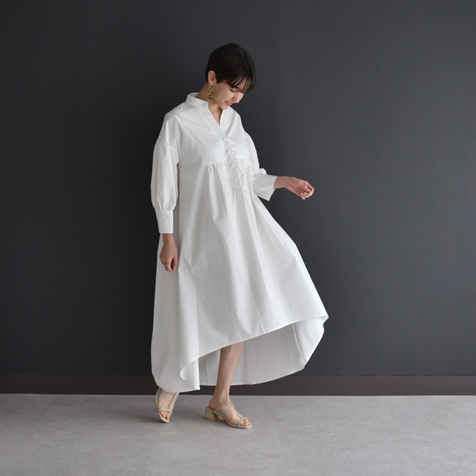 授乳服 マタニティ 白 シャツワンピース フレア マキシ Pearls パールズ