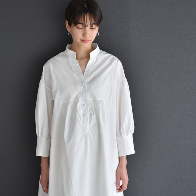 授乳服 マタニティ 白 シャツワンピース フレア マキシ Pearls パールズ