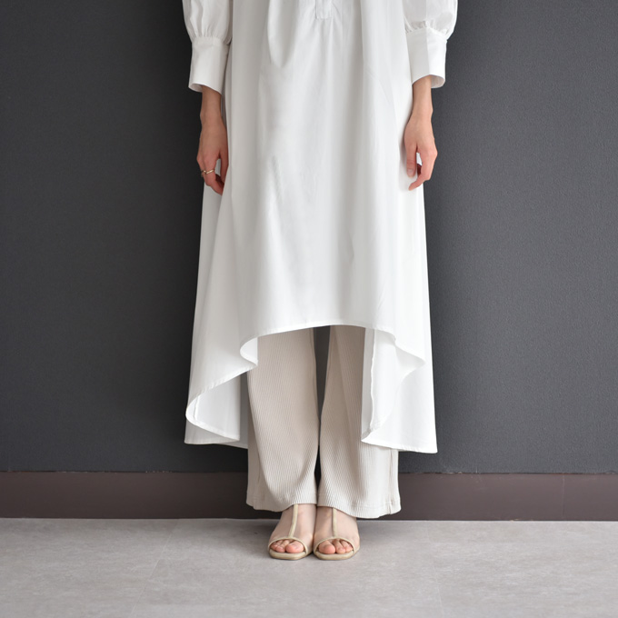 授乳服 マタニティ 白 シャツワンピース フレア マキシ Pearls パールズ