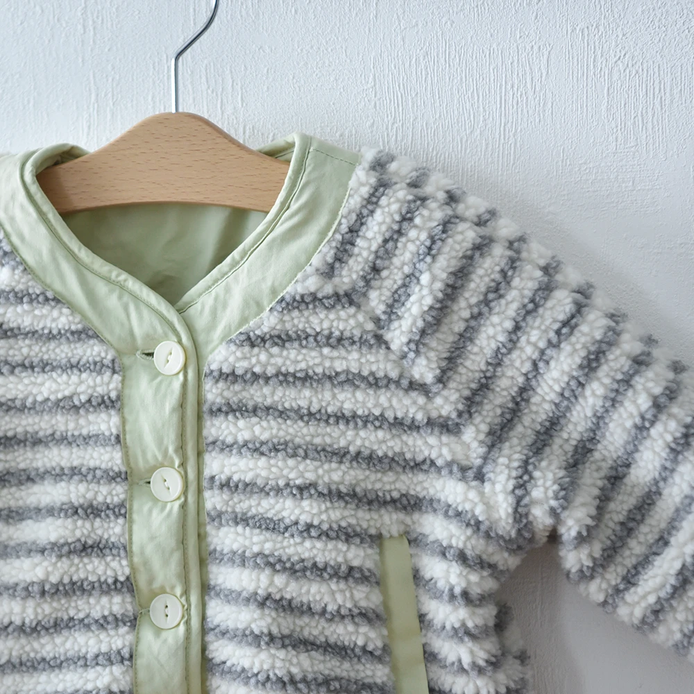 ベビー キッズ アウター ボア ボーダー 防寒 リバーシブル 中綿 ベビー服 キッズ服 上着 子供服 長袖 アウトウェア 秋冬 もこもこ あったか 暖か 服 赤ちゃん 秋 冬 オシャレ おしゃれ かわいい 可愛い Pearls パールズ